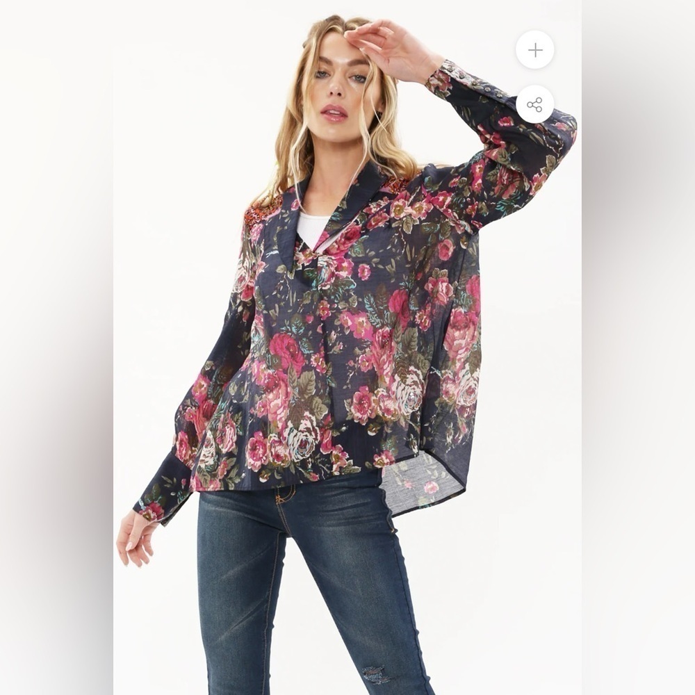 Aratta Silent Journey X-Small Diana Top Floral Blouse